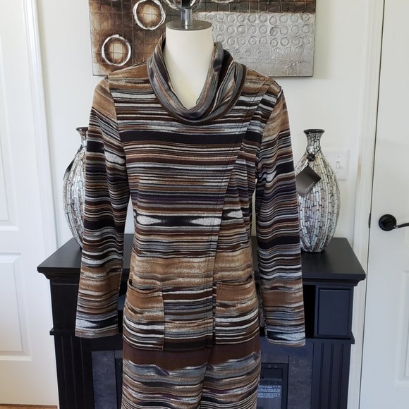 Papillon Mini Cowl Neck Knit Sweater Dress Sz M - Picture 5 of 12